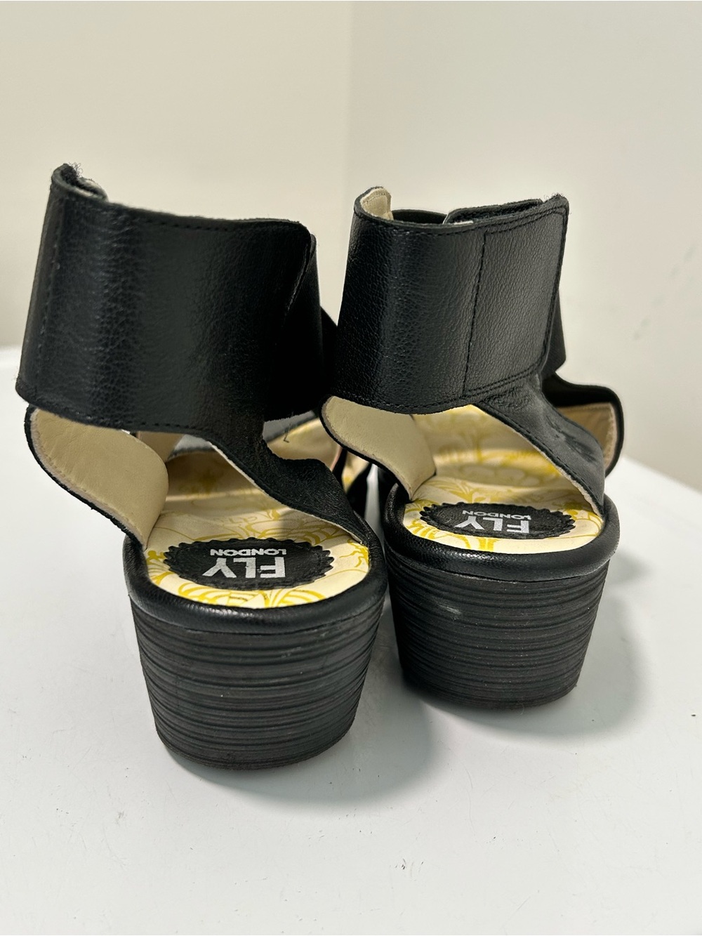 Fly London Yuba Wedge Sandals Black Size 8 - 8.5 US 39 EU - Picture 6 of 15